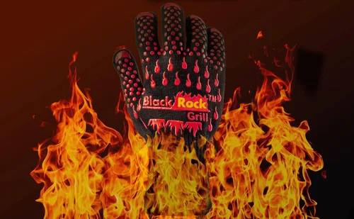 Vista 9 de Black Rock Grill Guantes de cocina resistentes al fuego y al calor 923F -11.8 in de silicona para horno de seguridad con dedos, guantes