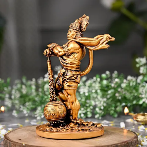 Vista 5 de Artarium Gran estatua de Hanuman Bahubali de 7.5 pulgadas, ídolo de Lord Hanuman, Bajrang Bali Murti, polvo de mármol y resina hindú figura de Dios
