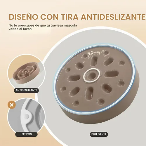 Vista 4 de Havniva Cuencos elevados para perros de alimentación lenta, 6.1 pulgadas 1 x café marrón - C