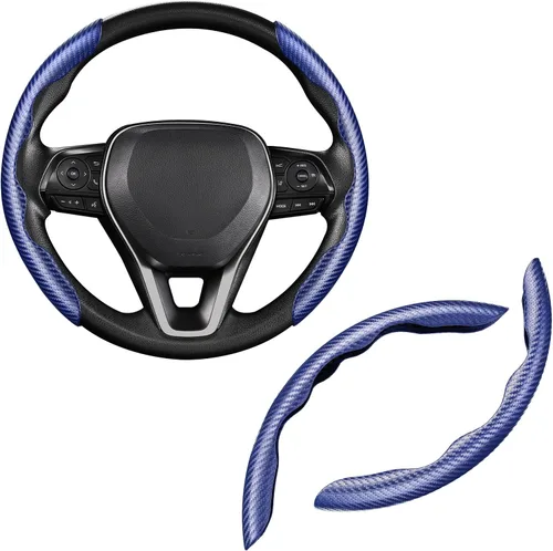 Vista 11 de Cartist Funda de volante de fibra de carbono, antideslizante, para hombres y mujeres, duradera, accesorio universal para automóvil (negro)