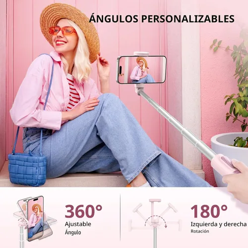 Vista 4 de ATUMTEK Trípode selfie stick de 55", trípode extensible todo en uno de aluminio para teléfono con control remoto Bluetooth recargable para iPhone