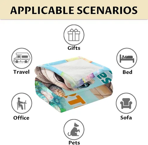 Vista 7 de Manta de tortuga para regalo, manta de 40 x 30 pulgadas, cálida, acogedora, suave, manta de regalo de tortuga marina para niñas y niños, decoración