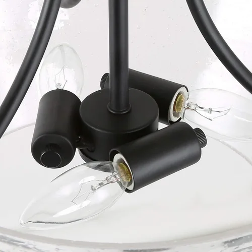 Vista 9 de KSANA Moderna lámpara de techo semiempotrada con vidrio sembrado para dormitorio, cocina, pasillo, entrada, cuarto de servicio y baño, color negro