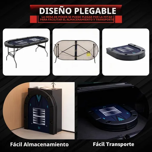 Vista 7 de RAYKEEP Mesa de póquer plegable 4 en 1 de 72 pulgadas con alfombrilla