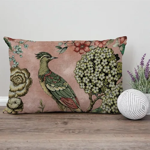 Vista 124 de ArogGeld Funda de cojín con flores verdes y blancas con flores grises y negras y hojas verdes en estilo chinoiserie, funda de almohada cuadrada