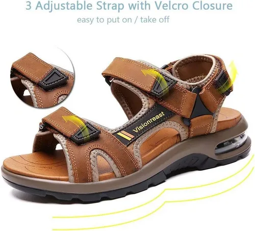 Vista 3 de visionreast Sandalias atléticas para hombre con puntera abierta, sandalias antideslizantes con cojín de aire, sandalias casuales de playa