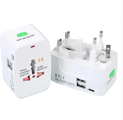 Vista 7 de Toptekits Adaptador de corriente universal todo en uno, convertidor de viaje global tres en uno, conversión de viaje global, 3 enchufes, adaptador
