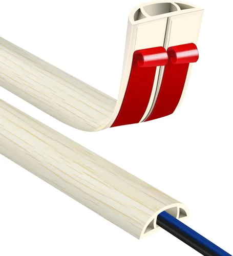 Vista 18 de JAHOMFAI Cubierta para cables de piso 1m de largo, cubiertas para cables en el suelo para proteger los cables y prevenir riesgos de caídas, fácil