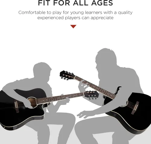 Vista 6 de Best Choice Products Conjunto de Guitarra Acústica Eléctrica para Principiantes de 41 pulgadas con Diseño de Corte de Toda Madera, Estuche de Negro