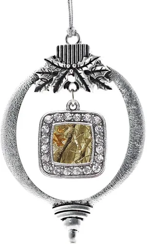 Vista 39 de Inspired Silver - Adorno con dije de reina de rodillo - Adornos navideños cuadrados de plata con joyas de circonita cúbica