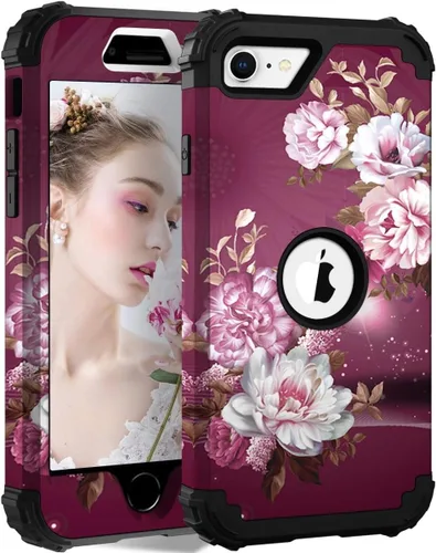 Vista 23 de Hocase Funda para iPhone Air de 6.5 pulgadas, resistente a prueba de golpes, goma de silicona suave, parachoques de plástico duro, funda protectora