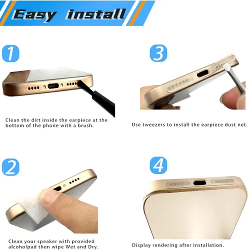 Vista 7 de Protector de polvo de altavoz de metal de alta calidad para iPhone 16 Pro, cubierta de malla antipolvo, sin silenciamiento de sonido, evita costosas
