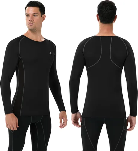 Vista 2 de Runhit Camisas de compresión para hombre de manga larga fresca y seca atlética, camisetas de entrenamiento para pesca y sol, mallas térmicas