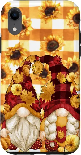 Vista 24 de iPhone 16 Autumn Fall Gnome Pumpkin Buffalo Plaid Pattern Sunflower Case