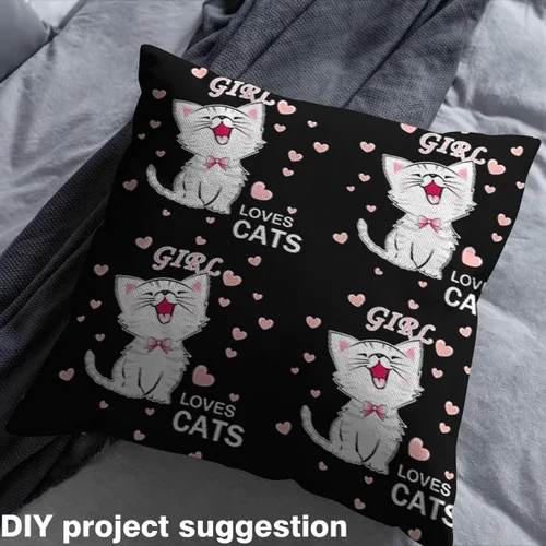 Vista 4 de Feelyou The Yard, tela con estampado de gatos, bonita tela de tapicería de gato para sillas, patrón de gatito, regalo para amantes de los gatos