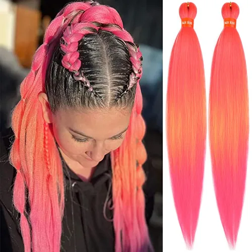 Vista 48 de Cabello trenzado preestirado ombré, extensiones de cabello trenzado sedoso, sin picazón, trenzas de cabello trenzado de ganchillo con textura Yaki