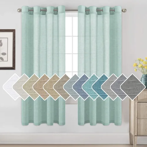 Vista 11 de H.VERSAILTEX Cortinas de lino de mezcla natural para sala de estar/cortinas de lino semitransparentes reductoras de luz de 54 pulgadas de largo