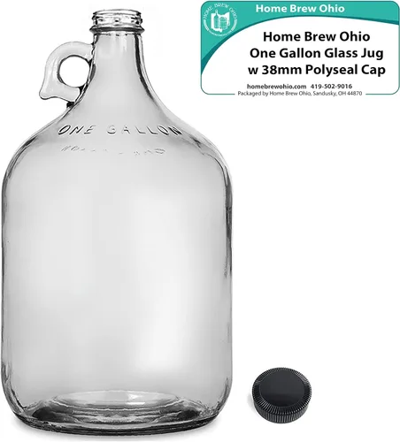 Vista 2 de Home Brew Ohio Jarra de vidrio de un galón con tapa de Polyseal de 1.496 in