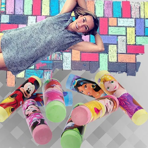 Vista 5 de JA-RU Disney Princess - Bastones de tiza para acera (1 unidad), tiza para suelo y tabla, juguetes para exteriores, tiza gigante, juego de arte