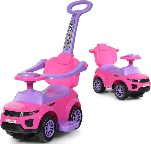 Vista 10 de HONEY JOY Cochecito Empujador con Pedal, Coche Deslizante con Manija de Empuje y Barrera Desmontable, Sonido y Luces, Almacenamiento Bajo