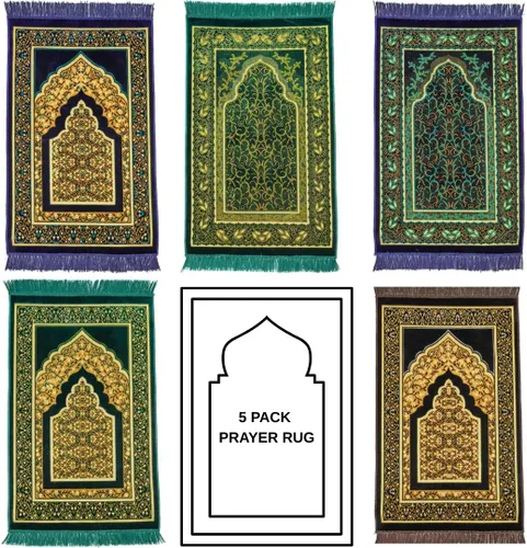 Vista 36 de Alfombra de oración – Alfombra turca Janamaz Sajada de felpa suave para hombres y mujeres, alfombrilla de oración lisa y sólida, regalo de Ramadán