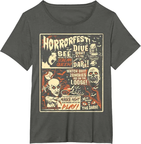 Vista 38 de Camiseta de terror vintage con póster de Halloween y película de terror Negro