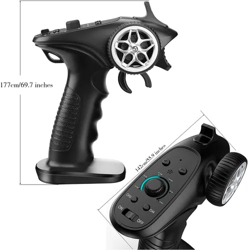 Vista 5 de Controlador RC de 2.4 GHz 4CH RC remoto y receptor transmisor de radio digital para 18 110 116 132 RC Car Boat Tank Crawler GA-4H-TX