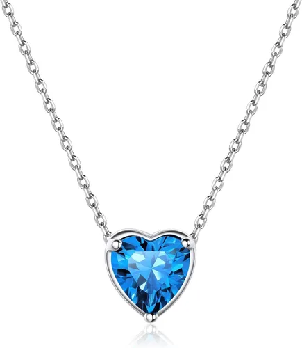 Vista 25 de ChicSilver Birthstone Necklace for Women 925 Sterling Silver Stone Necklace 925 Sterling Silver, Hypoallergenic for Sensitive Skin, 12-Months Zafiro