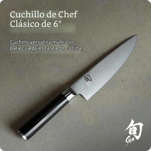 Vista 2 de Shun cuchillo clásico para chef, 6 pulgadas, Negro