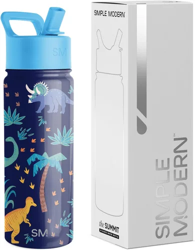 Vista 67 de Simple Modern Botella de agua para niños con tapa con pajilla, vaso aislado de acero inoxidable de 14 onzas para niños y a prueba de derrames