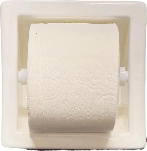 Vista 3 de Hecho a mano T/P hecho en Estados Unidos T/P empotrado de cerámica para baño soporte de papel higiénico hecho en Estados Unidos, fácil de instalar