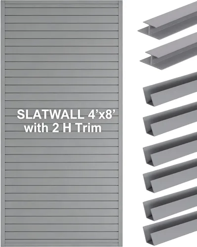 Vista 15 de Panel Slatwall para Garaje - Sistemas de Almacenamiento de Pared Ranurada con 26 Accesorios Slatwall, Paneles de Pared Ranurada de PVC Negro