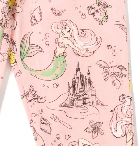 Vista 4 de Disney Princess Frozen Moana Belle Rapunzel Jasmine Ariel Cenicienta Paquete de 2 pantalones para niños pequeños a niños grandes