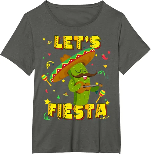 Vista 53 de Cinco De Mayo - Camiseta de regalo con sombrero de cactus Let's Fiesta, Negro, S