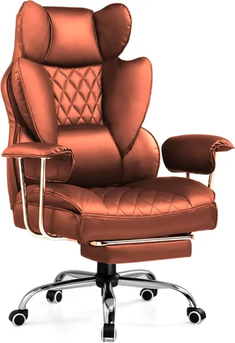 Vista 15 de COMHOMA Silla de juegos grande y alta con soporte lumbar de resorte de bolsillo, silla de oficina ergonómica con reposapiés, silla de escritorio