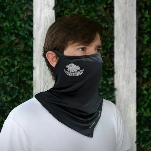 Vista 7 de Bufanda facial con cintas elásticas para las orejas para peluqueros profesionales Mascarilla transpirable para cara y cuello, protección contra
