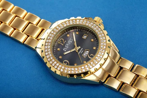 Vista 5 de August Steiner AS8156 - Reloj de pulsera de acero inoxidable con 8 marcadores de hora de diamantes