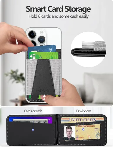 Vista 4 de Cartera magnética para Apple Magsafe, diseñada para cartera MagSafe, cartera magnética de cuero Eiffel-Tower con soporte ajustable para iPhone 16/16