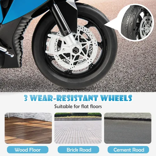 Vista 6 de Costzon - Motocicleta para niños, BMW con licencia, motocicleta eléctrica a batería de 12 V con faro, claxon, música, MP3, puerto USB, motocicleta