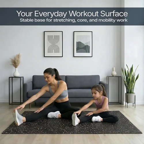 Vista 2 de Rollo de piso de goma resistente de 1/4" de espesor de Floor Inc Tapetes de piso de goma reciclada flexibles para gimnasio en casa Tapete
