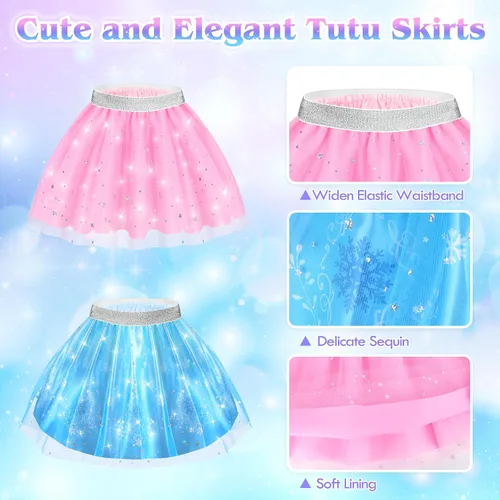 Vista 4 de Princess Dress Up Clothes for Little Girls Toddlers, Princess Costume Set with Princess Cape, Tutu, Crown, Shoes