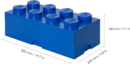 Vista 3 de LEGO Ladrillo de Almacenamiento 8 - conectores AZUL - Caja de Almacenamiento de Plástico Apilable con Tapa para Niños y Adultos, Organizador de Azul