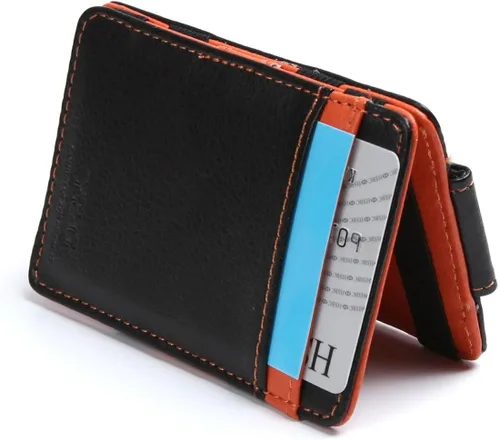 Vista 3 de Y&G Boda mágica negra del tenedor de la tarjeta de crédito de la cartera de la manera de los hombres 10 colores disponibles, Naranja Oscuro