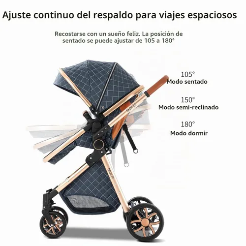 Vista 7 de Cochecito de bebé: moisés reversible de tamaño completo y asiento para niños pequeños, diseño plegable con toldo UPF 50+, protector de insectos
