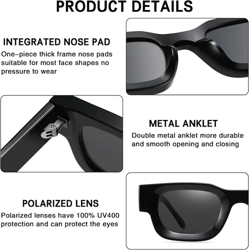 Vista 5 de YDAOWKN Polarized Sunglasses for Women Men Classic Retro Sun Glasses UV Protection Lens