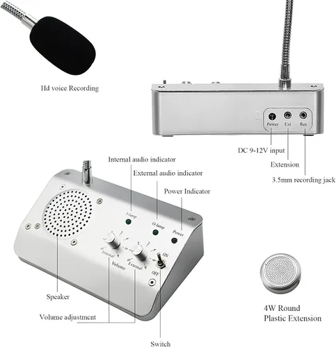 Vista 3 de Sistema de altavoces de ventana, altavoz de intercomunicación de micrófono de ventana de doble vía, sistema de intercomunicación para negocios
