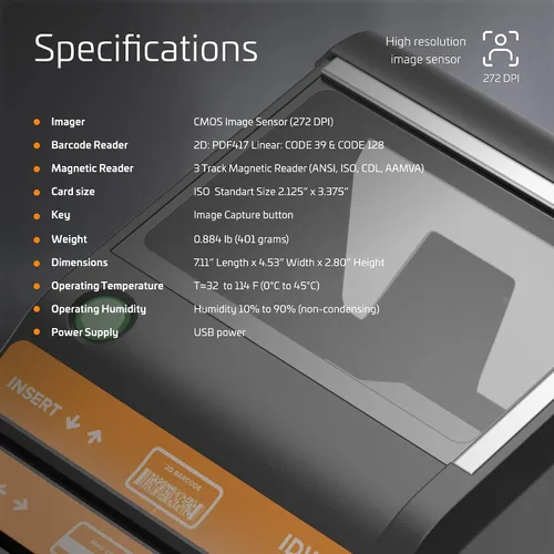 Vista 6 de M280 ID Reader - Escáner de cama plana USB y lector de códigos de barras 2D para escritorio