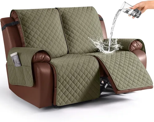 Vista 34 de KinCam Funda impermeable para sofá biplaza reclinable, funda antideslizante para sofá reclinable de 2 asientos, funda de sofá reclinable, protector