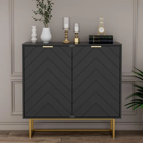 Vista 8 de Aparador moderno de 47 pulgadas con 3 puertas para sala de estar, negro