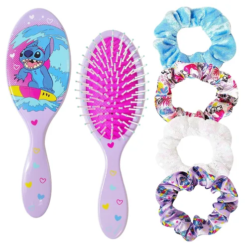 Vista 9 de Barbie - Juego de 5 piezas de accesorios para el cabello, 1 cepillo regular de 9 pulgadas y 4 coleteros, cepillo desenredante, cuerdas elásticas